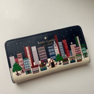 ♠️kate spade Winter Wonders Large Slim Bifold Leather Wallet NWT
